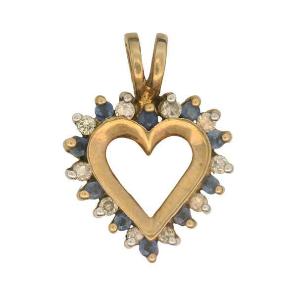 Sapphire and Diamond Heart Pendant in 10K Yellow Gold Chipper's Jewelry Bonney Lake, WA