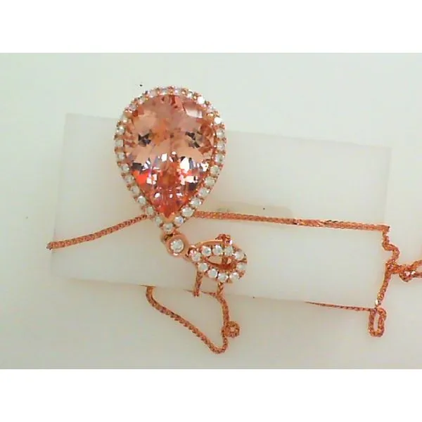 Morganite 8.42 ct Faceted Pear Rose Gold Pendant Image 2 Chipper's Jewelry Bonney Lake, WA