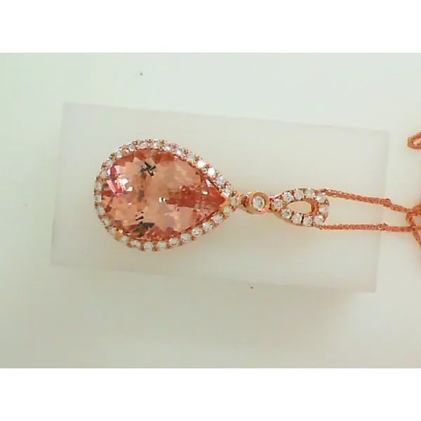 Morganite 8.42 ct Faceted Pear Rose Gold Pendant Chipper's Jewelry Bonney Lake, WA