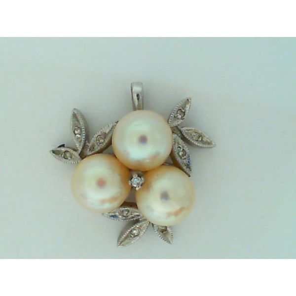 10K White Gold Akoya Cultured Pearls Pendant Image 2 Chipper's Jewelry Bonney Lake, WA