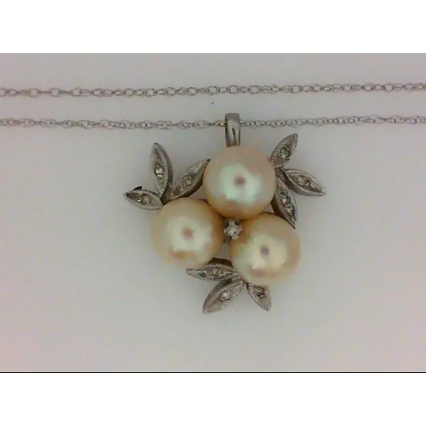 14K White Gold Akoya Cultured Pearls & Diamond Pendant Chipper's Jewelry Bonney Lake, WA