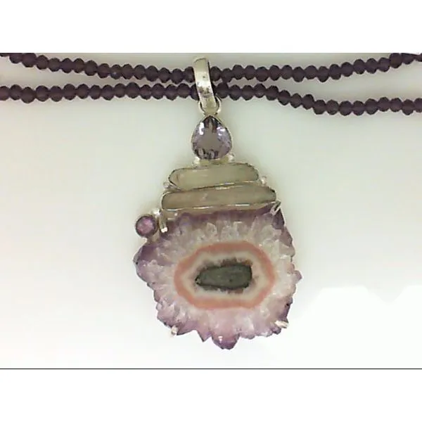 Amethyst Slice on Amethyst Bead Necklace Pendant Chipper's Jewelry Bonney Lake, WA