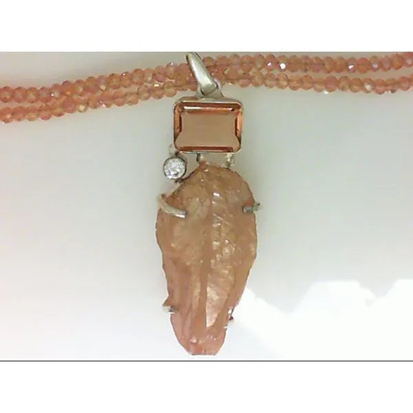 K Bal Peach Stone & Bead Necklace Pendant Chipper's Jewelry Bonney Lake, WA