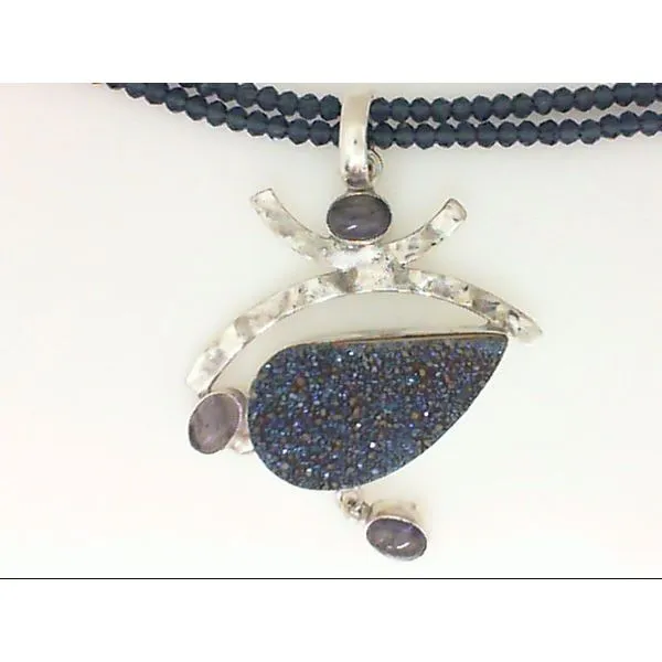 Blue Druzy Pendant with Blue Beads Chipper's Jewelry Bonney Lake, WA