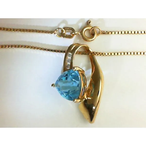14K Yellow Gold Blue Topaz Pendant Chipper's Jewelry Bonney Lake, WA
