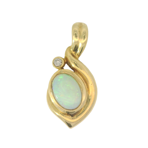 18K Yellow Gold Opal and Diamond Pendant Chipper's Jewelry Bonney Lake, WA