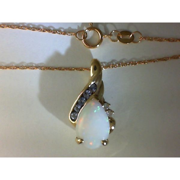 10K Yellow Gold Opal & Sapphires Pendant Chipper's Jewelry Bonney Lake, WA