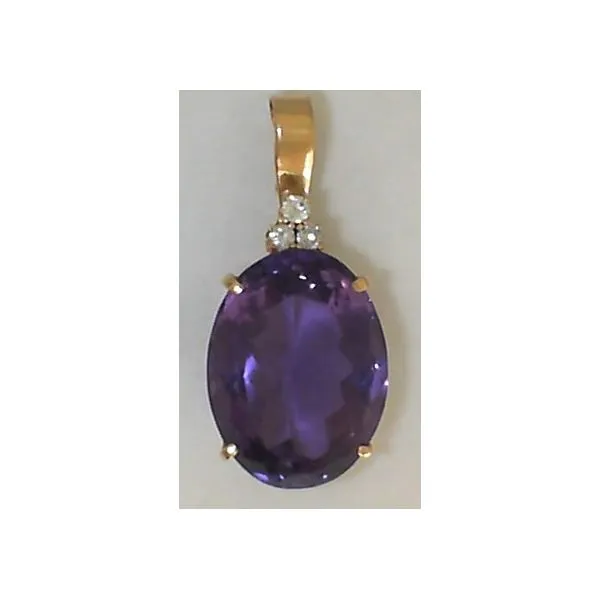 14K Yellow Gold Oval Amethyst Pendant Image 2 Chipper's Jewelry Bonney Lake, WA