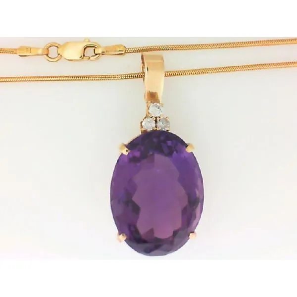 14K Yellow Gold Oval Amethyst Pendant Chipper's Jewelry Bonney Lake, WA