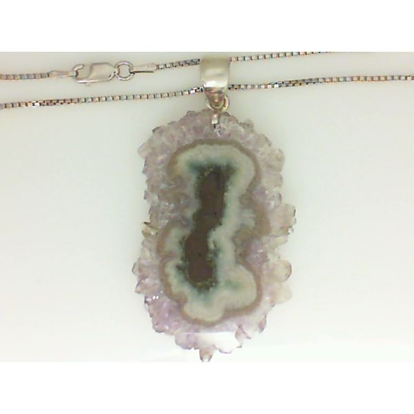 Sterling Silver Amethyst Selectile Pendant with 24" Silver Rhod Finished Box Chain Chipper's Jewelry Bonney Lake, WA