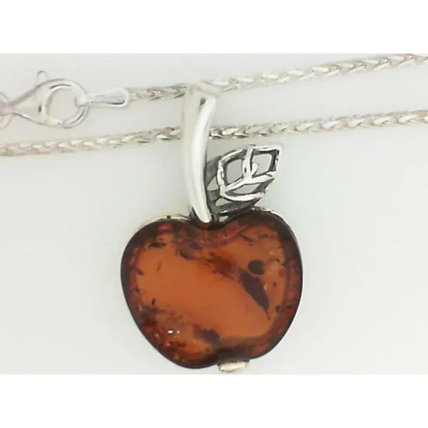 925 Amber Apple Pendant with 18" Wheat Chain Chipper's Jewelry Bonney Lake, WA