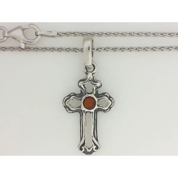 925 Amber Cross Pendant with 16" Wheat Chain Chipper's Jewelry Bonney Lake, WA