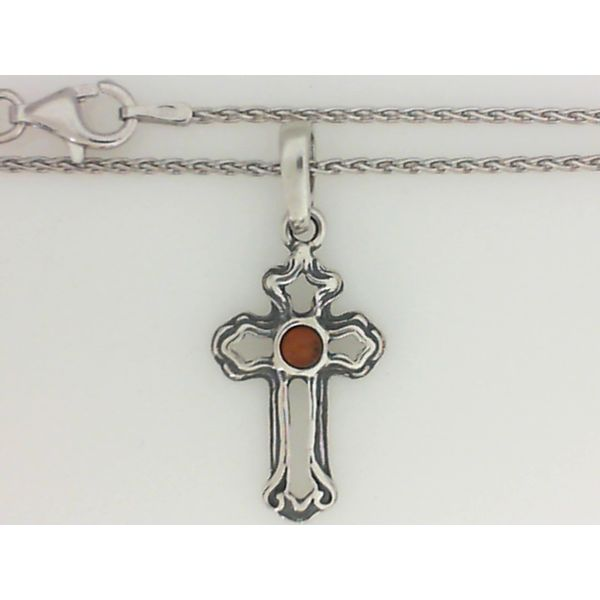 925 Amber Cross Pendant with 16" 925 Wheat Chain 1.2mm Chipper's Jewelry Bonney Lake, WA