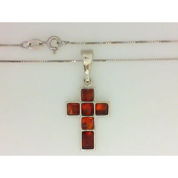 925 Amber Cross Pendant with 18" Box Chain Chipper's Jewelry Bonney Lake, WA