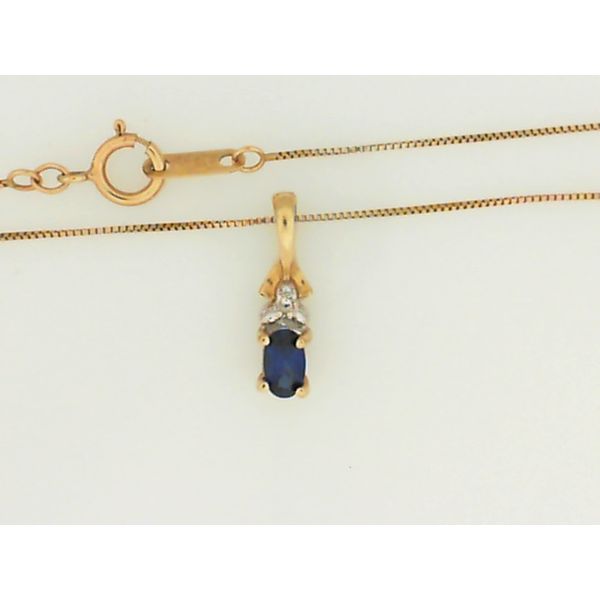 10K Yellow Gold Created Sapphire Pendant Image 2 Chipper's Jewelry Bonney Lake, WA