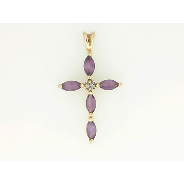 14K Yellow Gold Amethyst Cross Pendant Image 3 Chipper's Jewelry Bonney Lake, WA