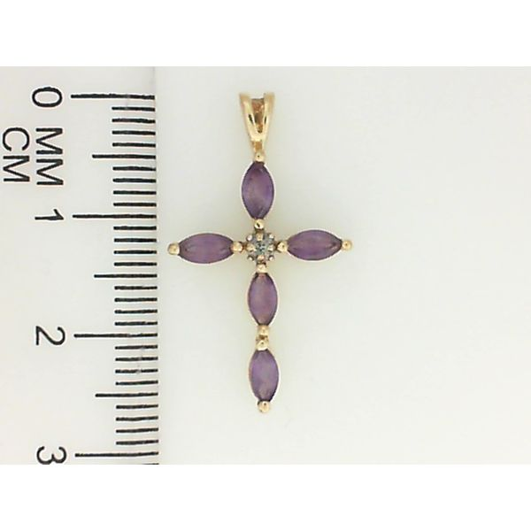 14K Yellow Gold Amethyst Cross Pendant Image 4 Chipper's Jewelry Bonney Lake, WA