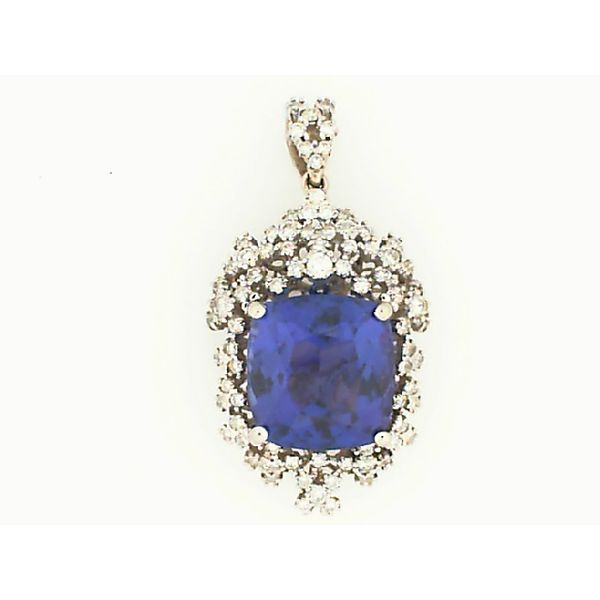 14K White Tanzanite & Diamond Pendant Image 2 Chipper's Jewelry Bonney Lake, WA