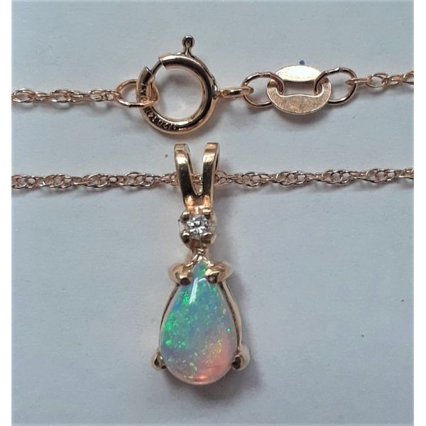 14Kt Yellow Opal and Diamond Pendant Chipper's Jewelry Bonney Lake, WA
