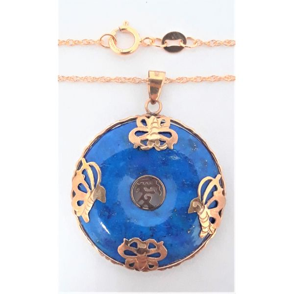 14K Yellow Gold Lapis Lazuli Pendant with 18" 1/20th Gold Filled Chain Chipper's Jewelry Bonney Lake, WA