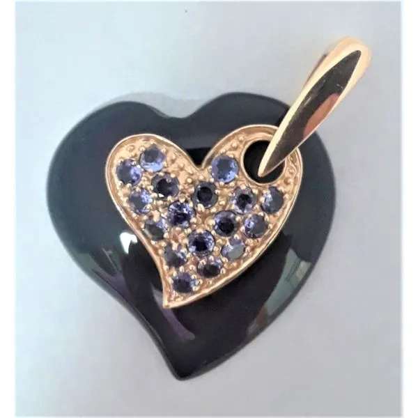 14K Yellow Gold Heart Pendant with Sapphires Chipper's Jewelry Bonney Lake, WA