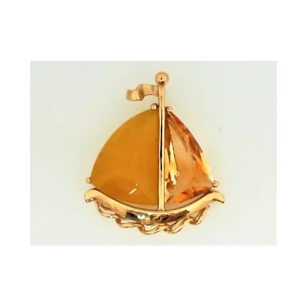 14K Yellow Gold Topaz and Jade Boat Pendant Chipper's Jewelry Bonney Lake, WA