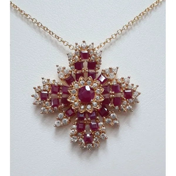 14Kt Yellow Gold Ruby & White Zircon Pendant Chipper's Jewelry Bonney Lake, WA