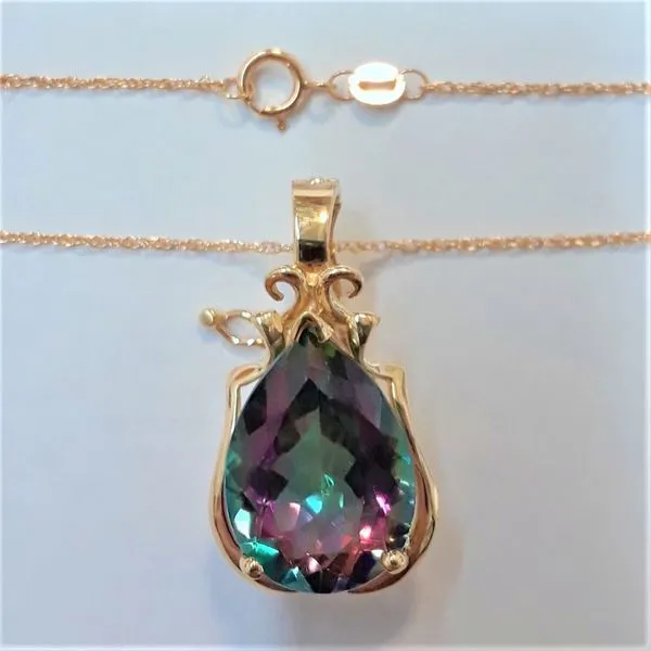 14K Yellow Gold Mystic Topaz Pendant with Gold Filled Chain Chipper's Jewelry Bonney Lake, WA
