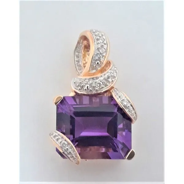 14K Yellow Gold Amethyst and Diamond Pendant with Gold Filled Chain Image 2 Chipper's Jewelry Bonney Lake, WA