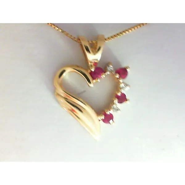 14K Yellow Gold Ruby & Diamond Heart Pendant Chipper's Jewelry Bonney Lake, WA