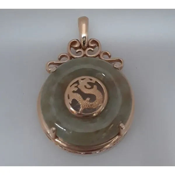 14K Yellow Gold Jade Pendant with 18" Gold Filled Chain Image 2 Chipper's Jewelry Bonney Lake, WA