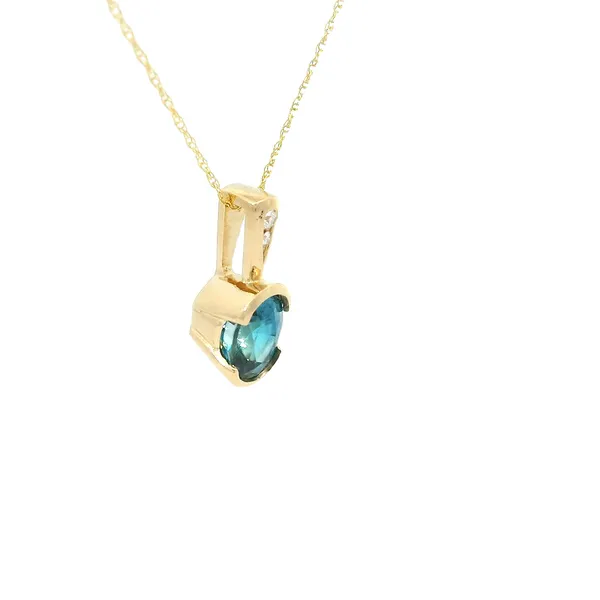 14KY 2.07ct Blue Zircon and Diamond Pendant Image 3 Chipper's Jewelry Bonney Lake, WA