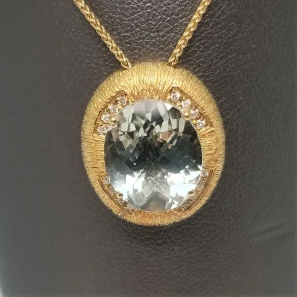 18kt Yellow Gold Prasiolite and Diamond Pendant Chipper's Jewelry Bonney Lake, WA
