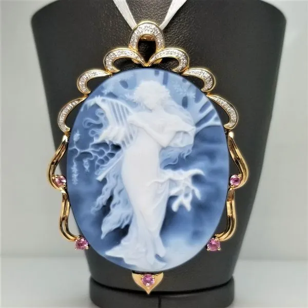 14kt Yellow Gold Onyx Cameo Pendant and Brooch Chipper's Jewelry Bonney Lake, WA