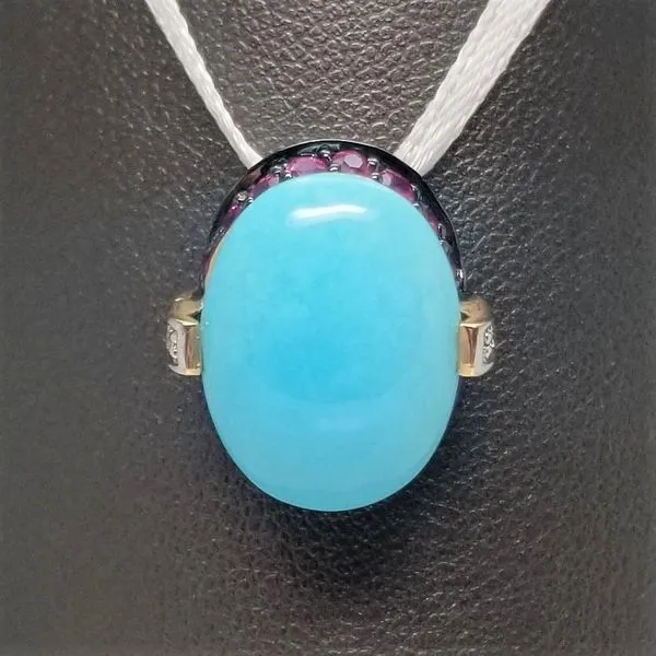 14kt Yellow Gold Chinese Turquoise Pendant Chipper's Jewelry Bonney Lake, WA