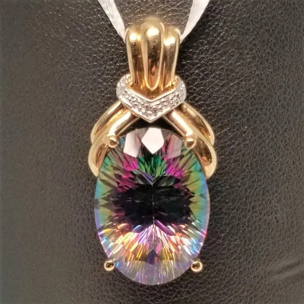 Optix Cut Mystic Fire Topaz Pendant in 14kt Yellow Gold Chipper's Jewelry Bonney Lake, WA