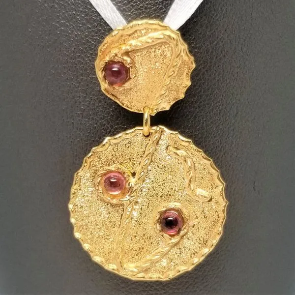 Pink Tourmaline Cabachon Pendant in 14kt Yellow Gold Chipper's Jewelry Bonney Lake, WA