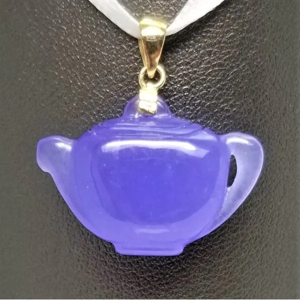 Lavender Jade Teapot Pendant in 14kt Yellow Gold Chipper's Jewelry Bonney Lake, WA