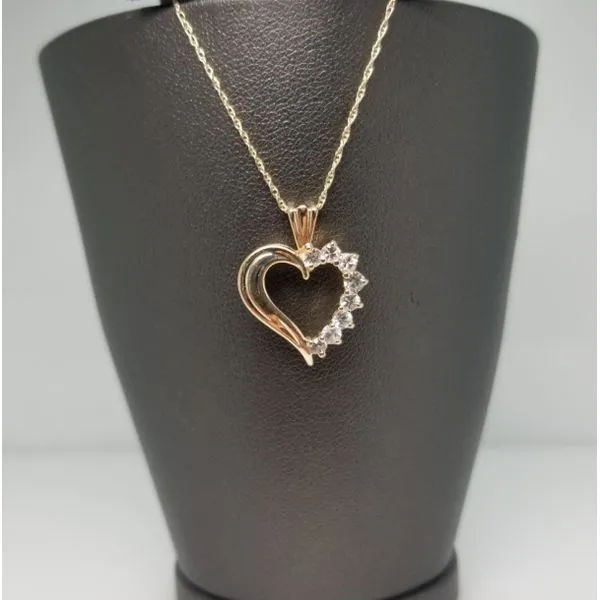14kt Yellow Gold Heart and White Topaz Stones on 18