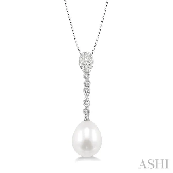 14K White Gold Pearl and Diamond Pendant Chipper's Jewelry Bonney Lake, WA