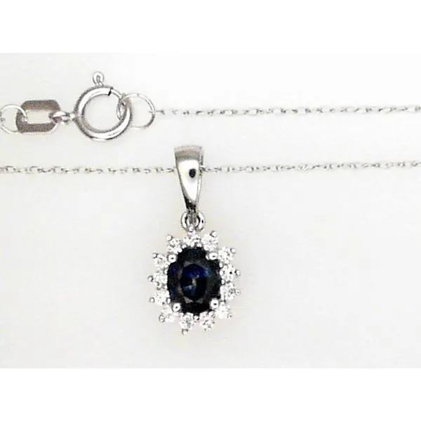14K White Gold Sapphire & Diamond Pendant Chipper's Jewelry Bonney Lake, WA