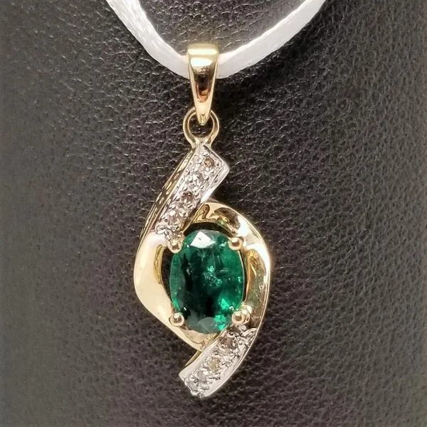 14K Yellow Gold Emerald and Diamond Pendant Chipper's Jewelry Bonney Lake, WA