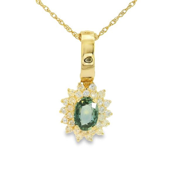 Sapphire & Diamond Pendant in 14Kt Yellow Gold Image 4 Chipper's Jewelry Bonney Lake, WA