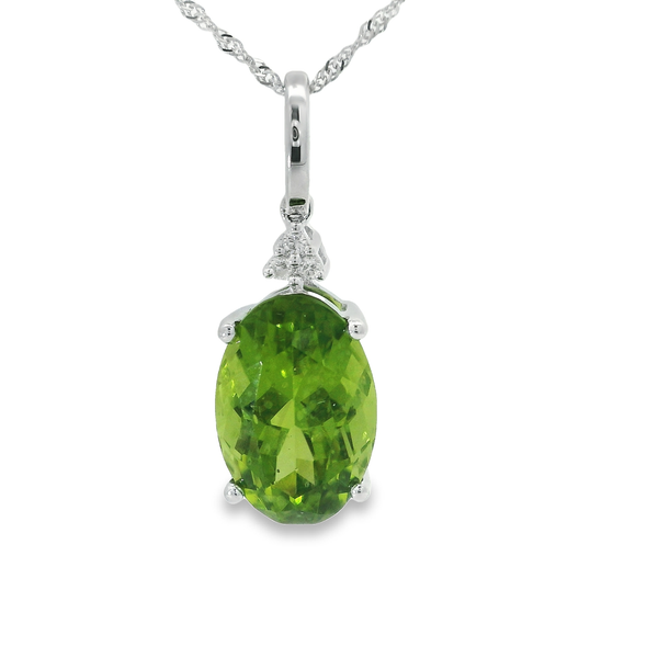 14K White Gold Oval Peridot Pendant Chipper's Jewelry Bonney Lake, WA