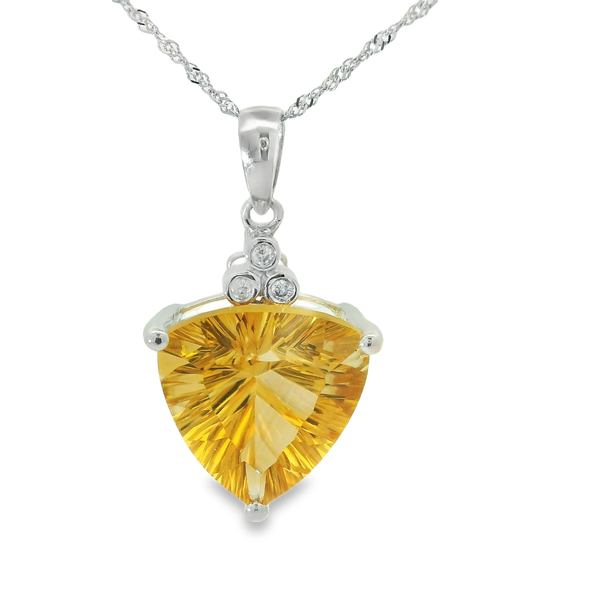 Trillion Citrine Pendant in 14K White Gold Chipper's Jewelry Bonney Lake, WA