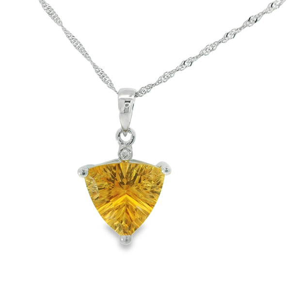 Fancy Trillion Citrine Optics Cut Pendant in 14K White Gold Chipper's Jewelry Bonney Lake, WA