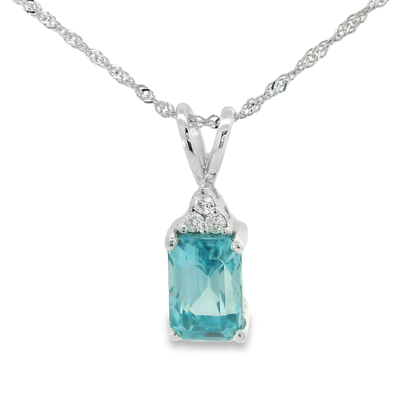 2.47ct Blue Zircon Pendant in 14K White Gold Chipper's Jewelry Bonney Lake, WA