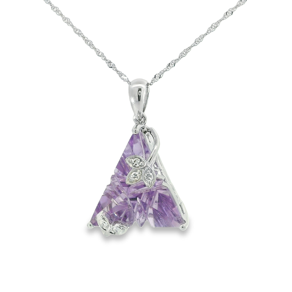 14K White Gold Amethyst Pendant with Diamond Accents Chipper's Jewelry Bonney Lake, WA