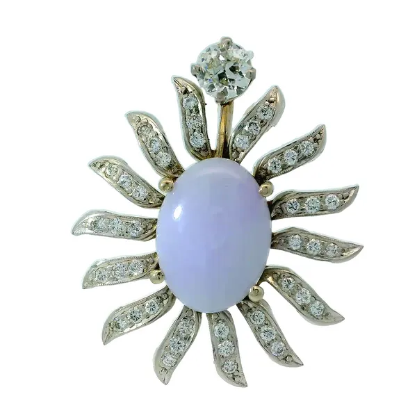 14KW & Platinum Oval Cabochon Cut Lavender Jadeite & Diamond Pendant Image 2 Chipper's Jewelry Bonney Lake, WA