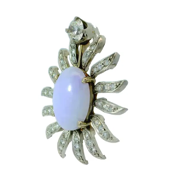 14KW & Platinum Oval Cabochon Cut Lavender Jadeite & Diamond Pendant Image 4 Chipper's Jewelry Bonney Lake, WA